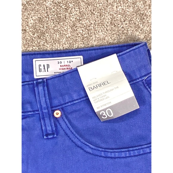 GAP Barrel High Rise Jeans Women 30 Blue No Stretch Tapered Leg Denim NEW - Picture 12 of 15